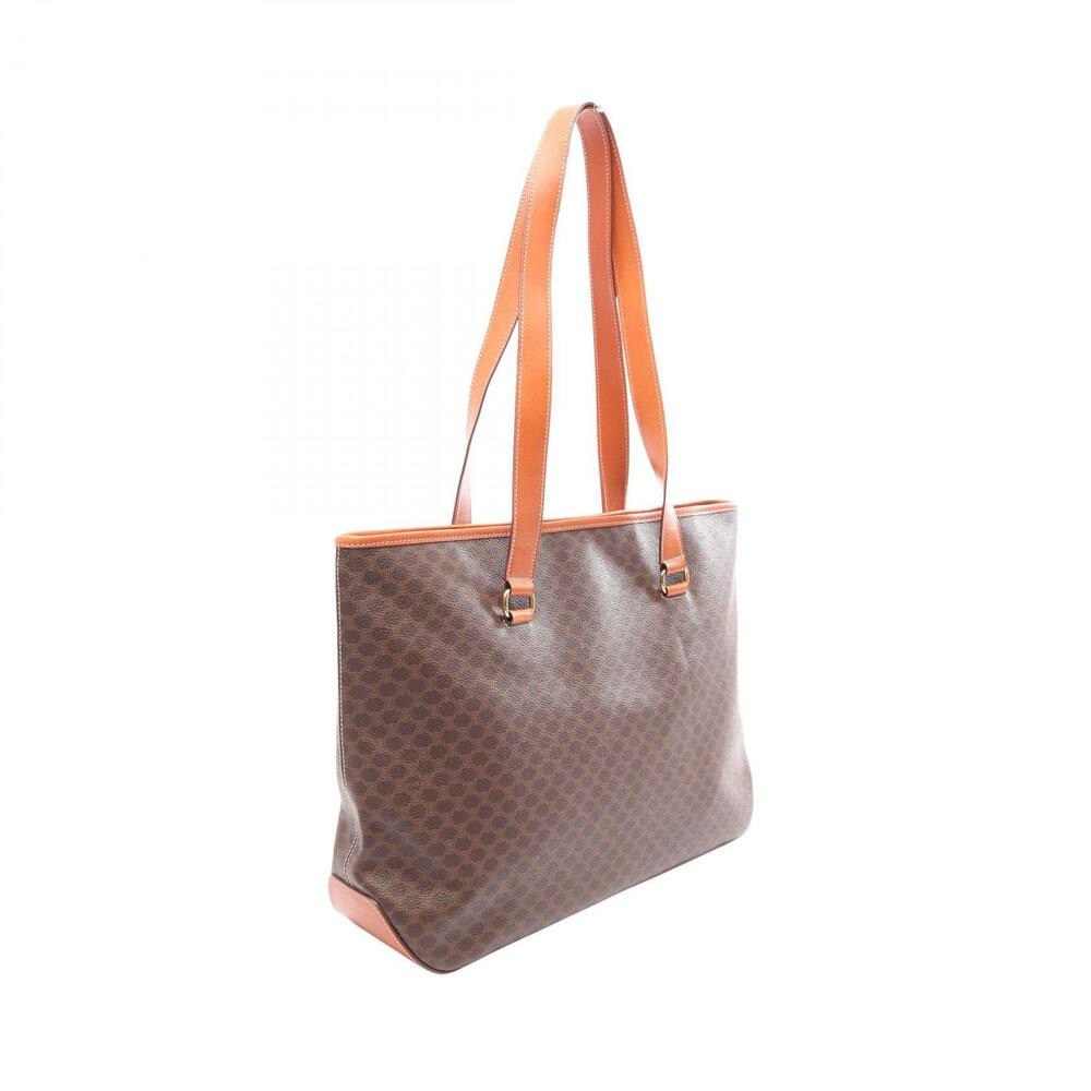 Celine Brown Tote Bag Macadam Leather Canvas Brown